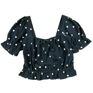 Polka Dot Puff Sleeve Top